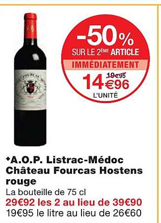 a.o.p. listrac-médoc château fourcas hostens rouge