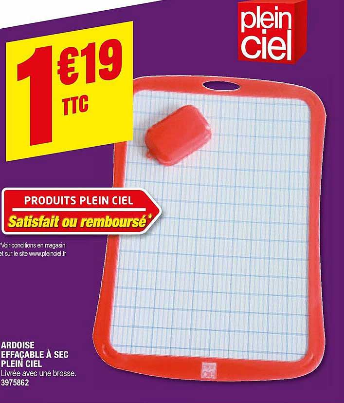 Ardoise Effaçable à Sec Plein Ciel