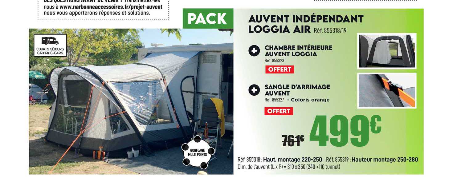 auvent indépendant loggia air + chambre intérieure auvent loggia + sangle d'arrimage auvent