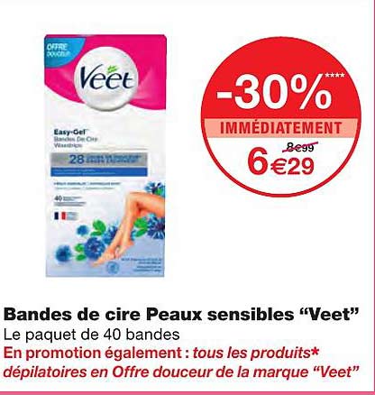 bandes de cire peaux sensibles "veet"