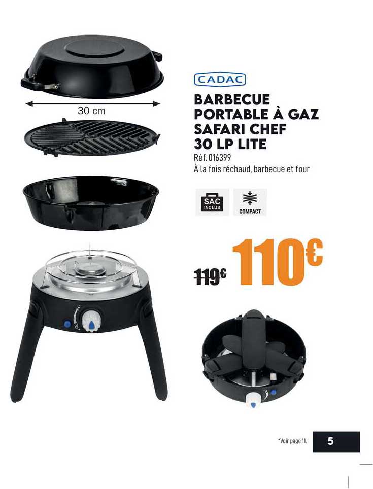 barbecue portable à gaz safari chef 30 lp lite cadac