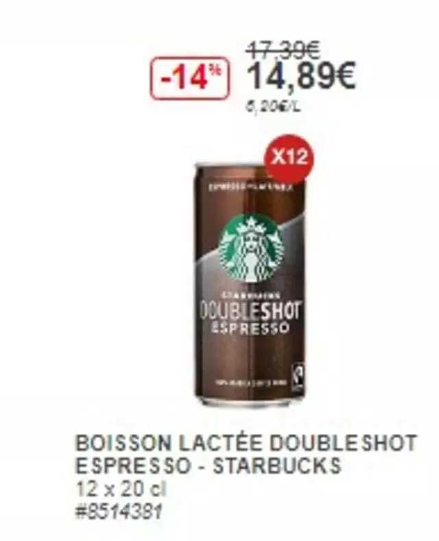 boisson lactée double shot espresso - starbucks