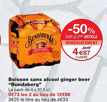 Boisson Sans Alool Ginger Beer "bundaberg"