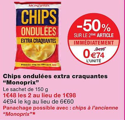 chips ondulées extra craquantes "monoprix"