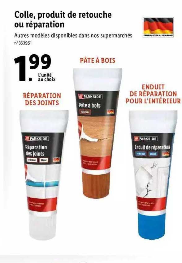 colle, produit de retouche ou réparation parkside