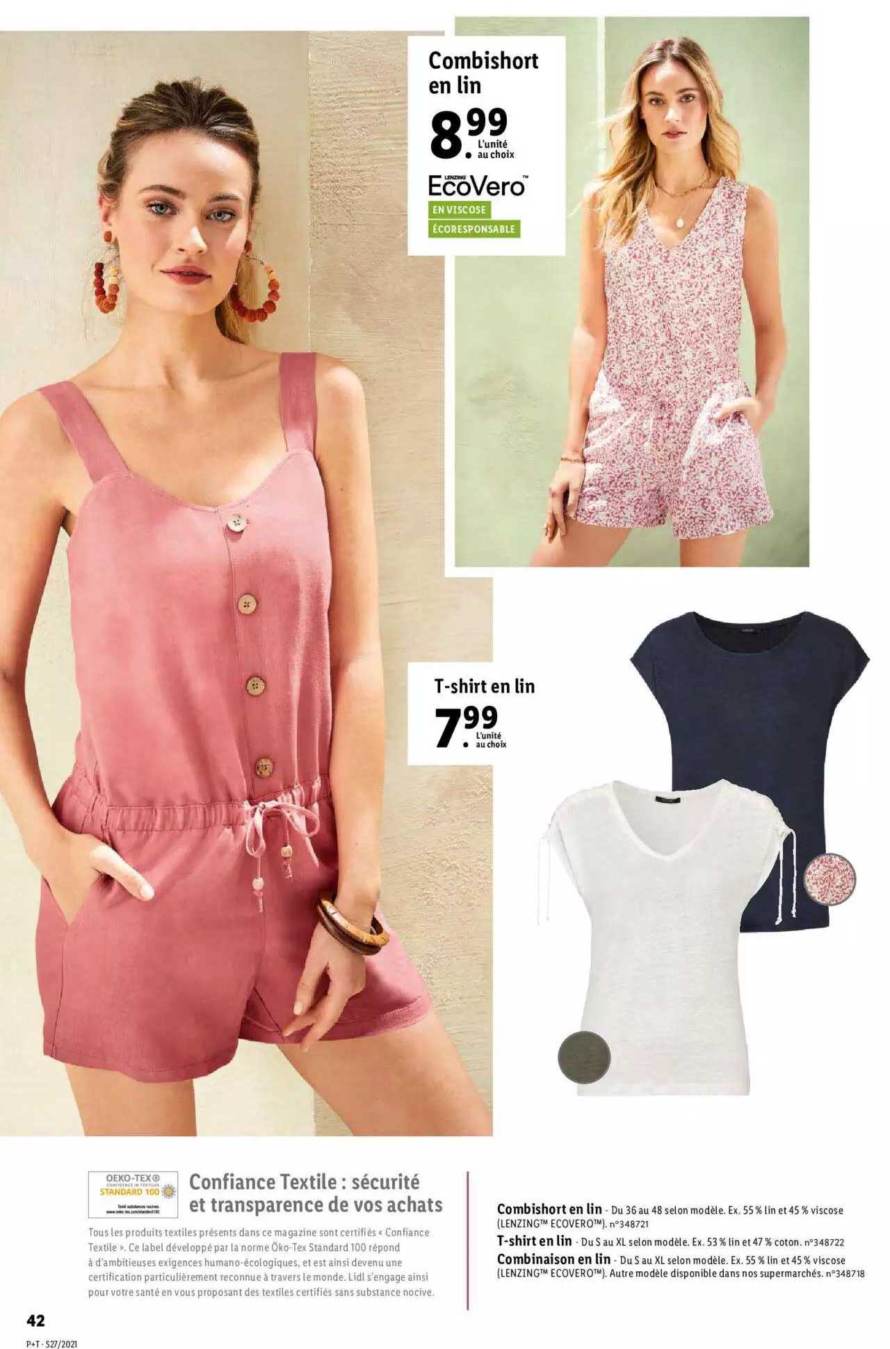 combishort, t-shirt en lin