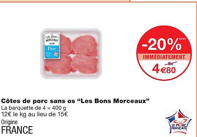 côtes de porc sans os "les bons morceaux"