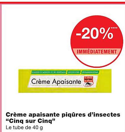 crème apaisante piqûres d'insectes "cinq sur cinq"