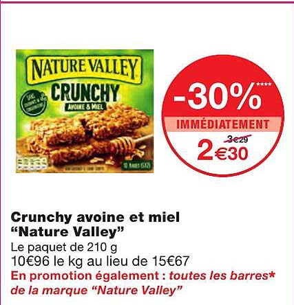 crunchy avoine et miel "nature valley"