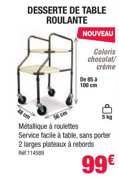 desserte de table roulante