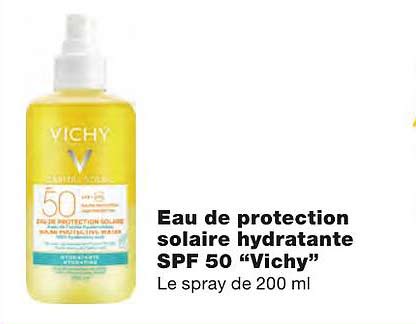 eau de protection solaire hydratante spf 50 "vichy"