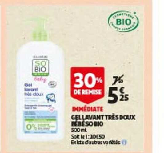 gel lavant très doux bébé so bio
