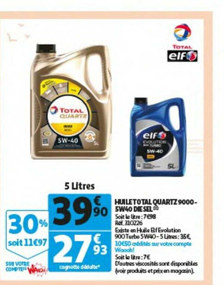 Huile Total Quartz 9000 - 5w40 Diesel