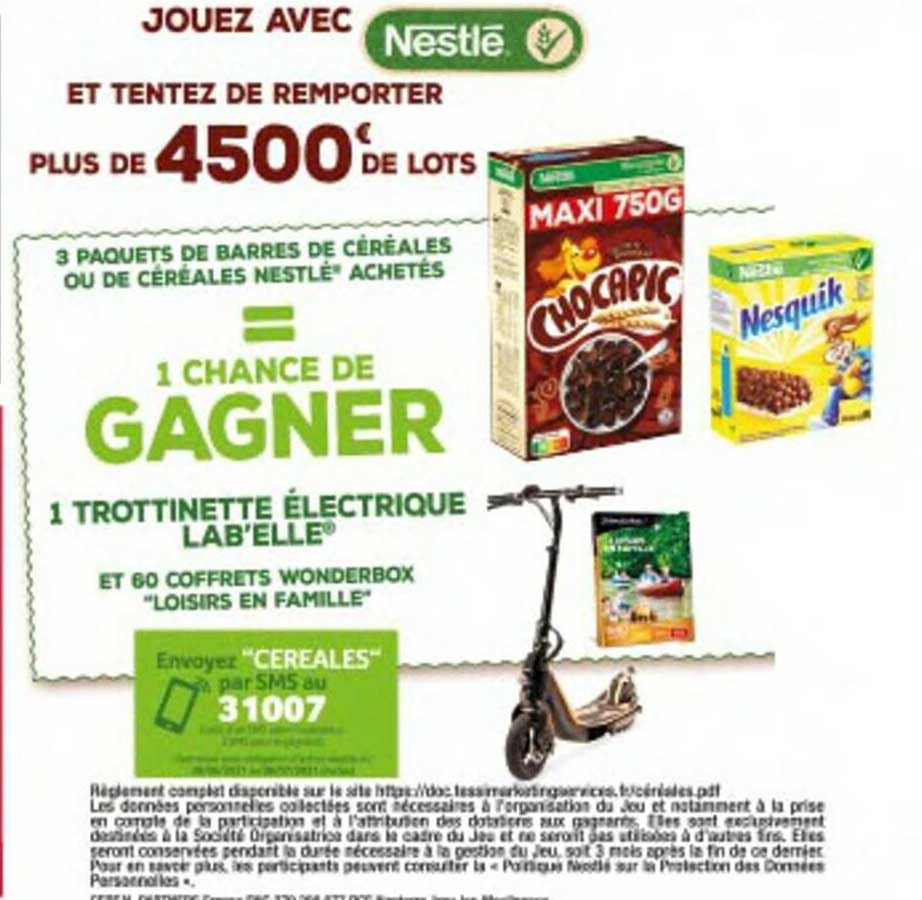 jouez avec nestlé et tentez de remporter plus de 4500 euro de lots