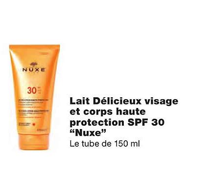 lait délicieux visage et corps haute protection spf 30 "nuxe"