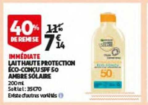 lait haute protection éco-conçu spf 50 ambre solaire
