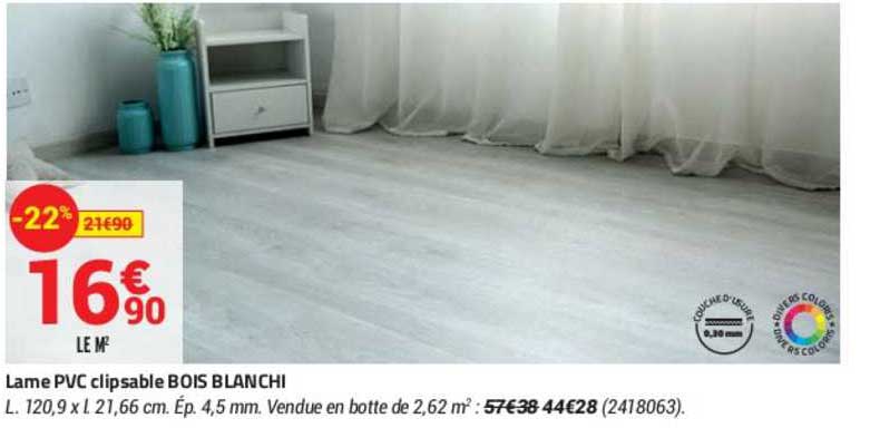 lame pvc clipsable bois blanchi