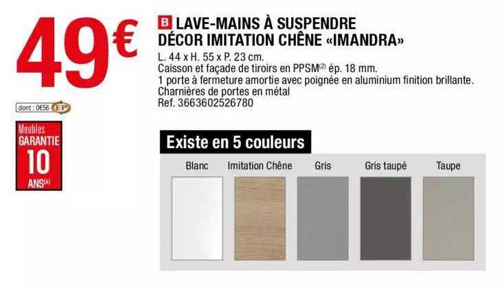 lave-mains à suspendre décor imitation chêne «imandra»