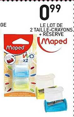 le lot de 2 taille-crayons + réserve