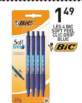 les 4 bic soft feel clic grip blue bic