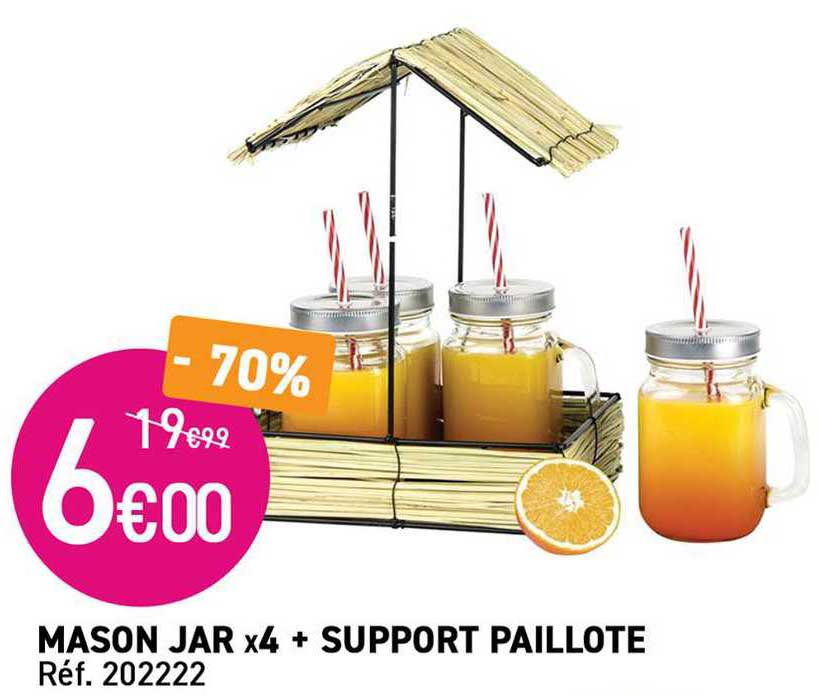 mason jar x4 support paillote