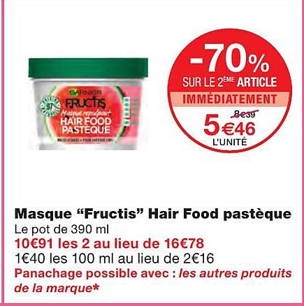 Masque "fructis" Hair Food Pastèque
