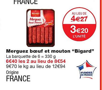 merguez bœuf et mouton "bigard"
