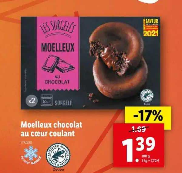 Moelleux Chocolat Au Cœur Coulant Les Surgelés