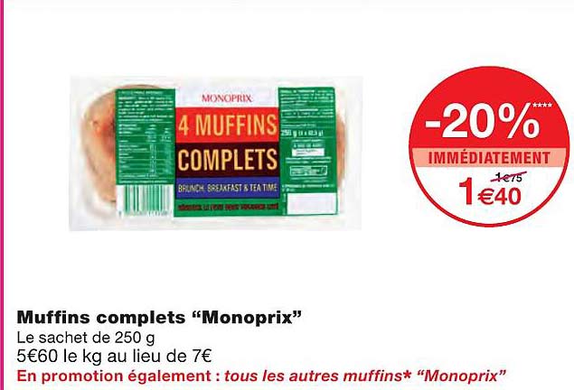 muffins complets "monoprix"