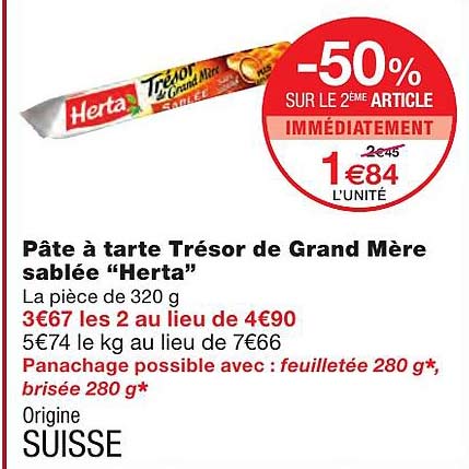 pâte à tarte trésor de grand mère sablée "herta"
