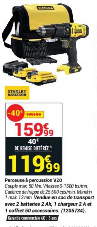 perceuse à percussion v20 stanley fatmax