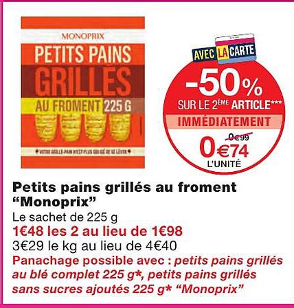 Petits Pains Grillés Au Froment "monoprix"
