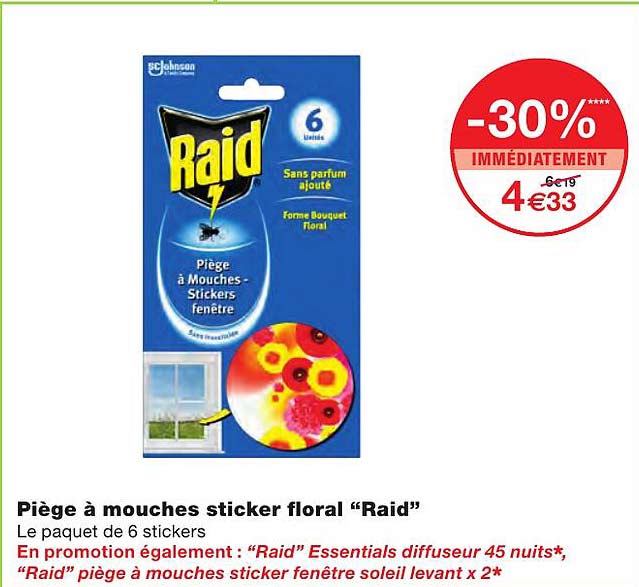 piège à mouches sticker floral "raid"