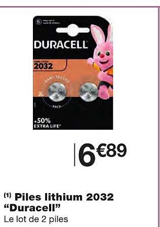 Piles Lithium 2032 "duracell"