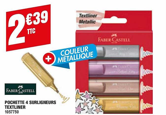 pochette 4 surligneurs textliner faber-castell