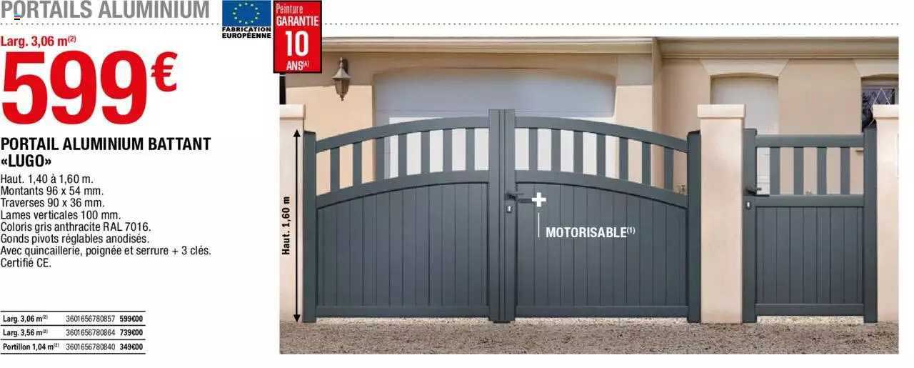 Portail Aluminium Battant «lugo»