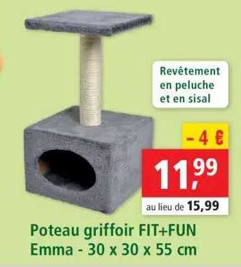 poteau griffoir fit+fun emma 30 x 30 x 55 cm