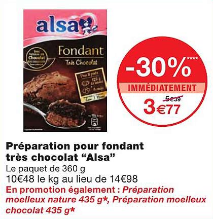 préparation pour fondant très chocolat "alsa"