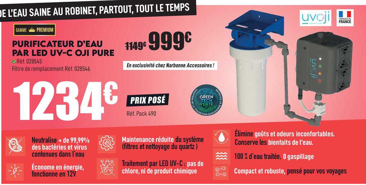 purificateur d'eau par led uv-c oji pure