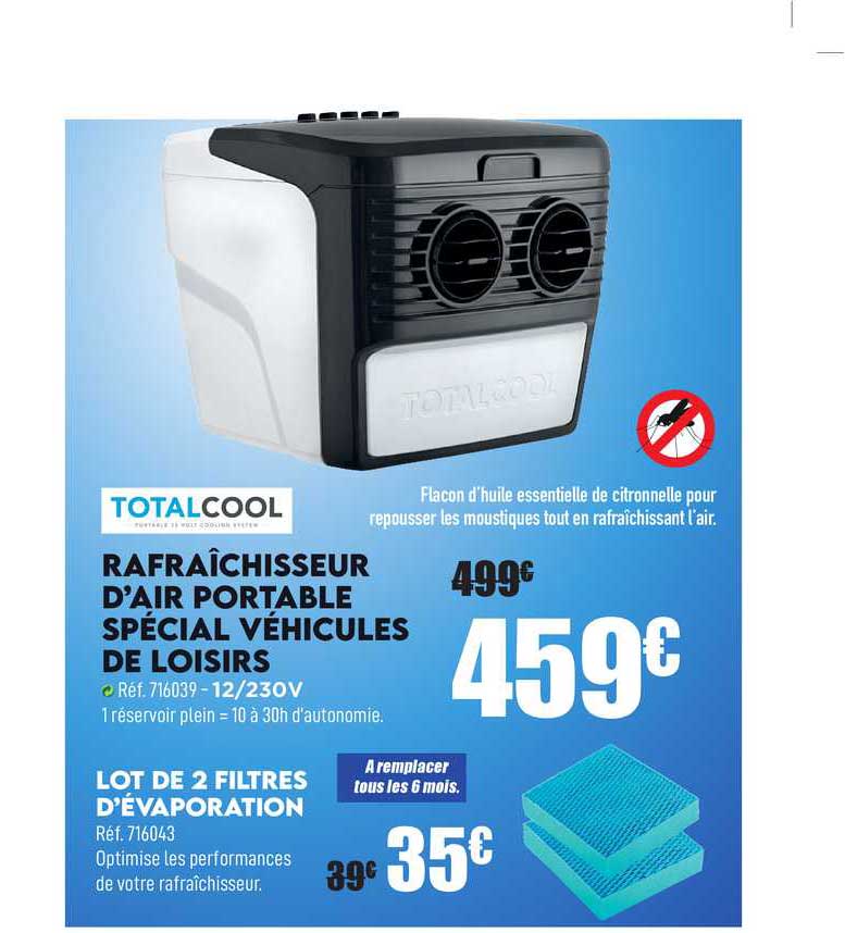 rafraîchisseur d'air portable spécial véhicules de loisirs total cool