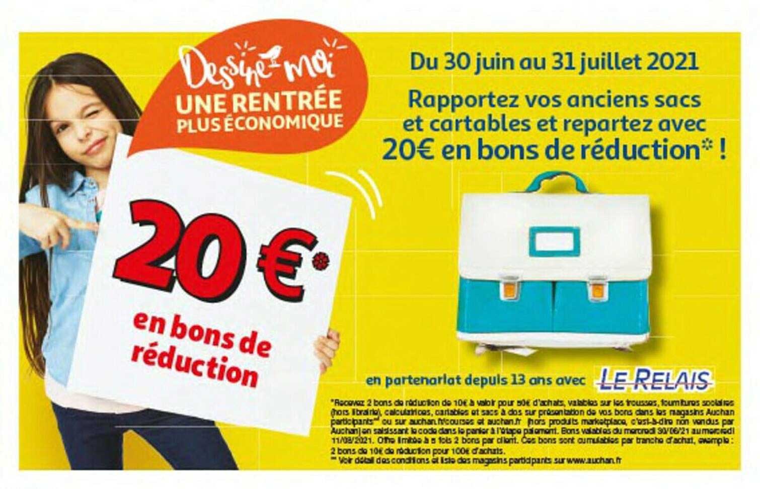 rapportez vos anciens sacs et cartables et repartez avec 20 euros en bons de réduction !