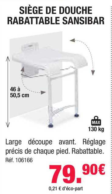 siège de douche rabattable sansibar