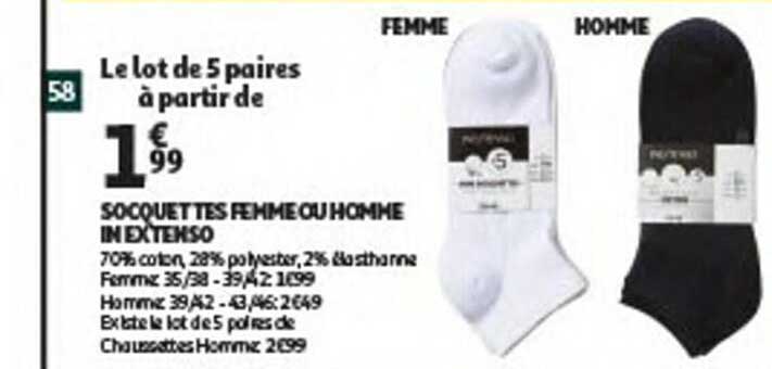 socquettes femme ou homme in extenso