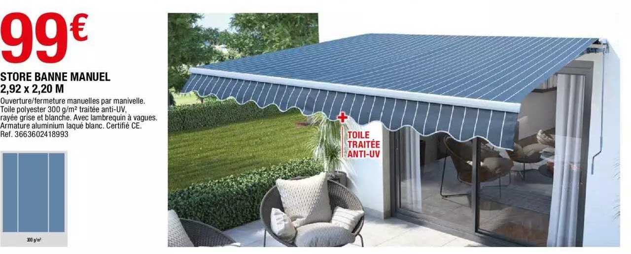 store banne manuel 2,92 x 2,20 m