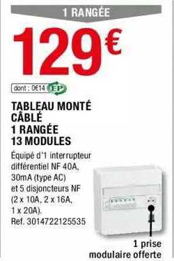 tableau monté câblé 1 rangée 13 modules