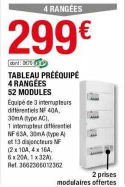 tableau prééquipé 4 rangées 52 modules