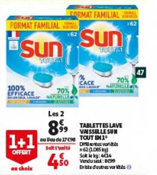 tablettes lave vaisselle sun tout en 1