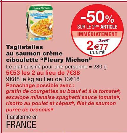 tagliatelles au saumon crème ciboulette "fleury michon"
