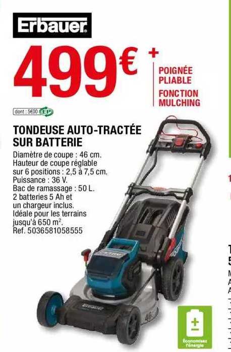 tondeuse auto-tractée sur batterie erbauer