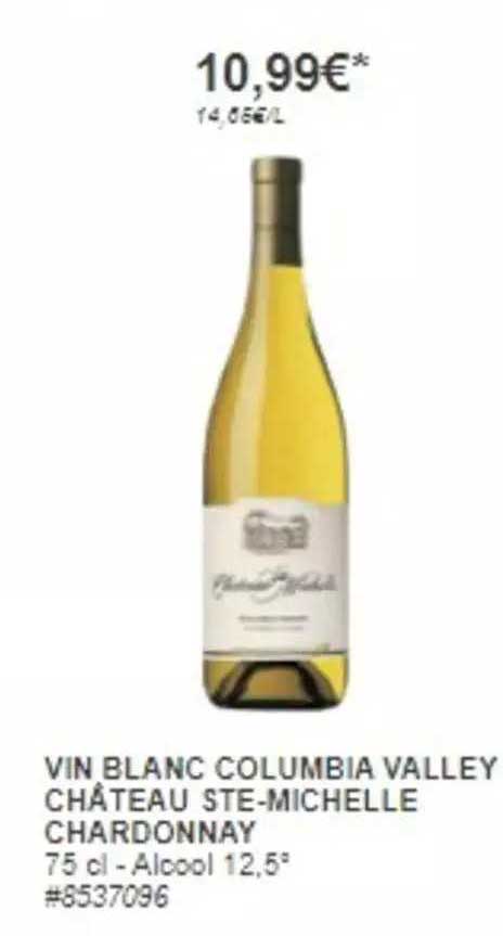 Vin Blanc Columbia Valley Château Ste-michelle Chardonnay